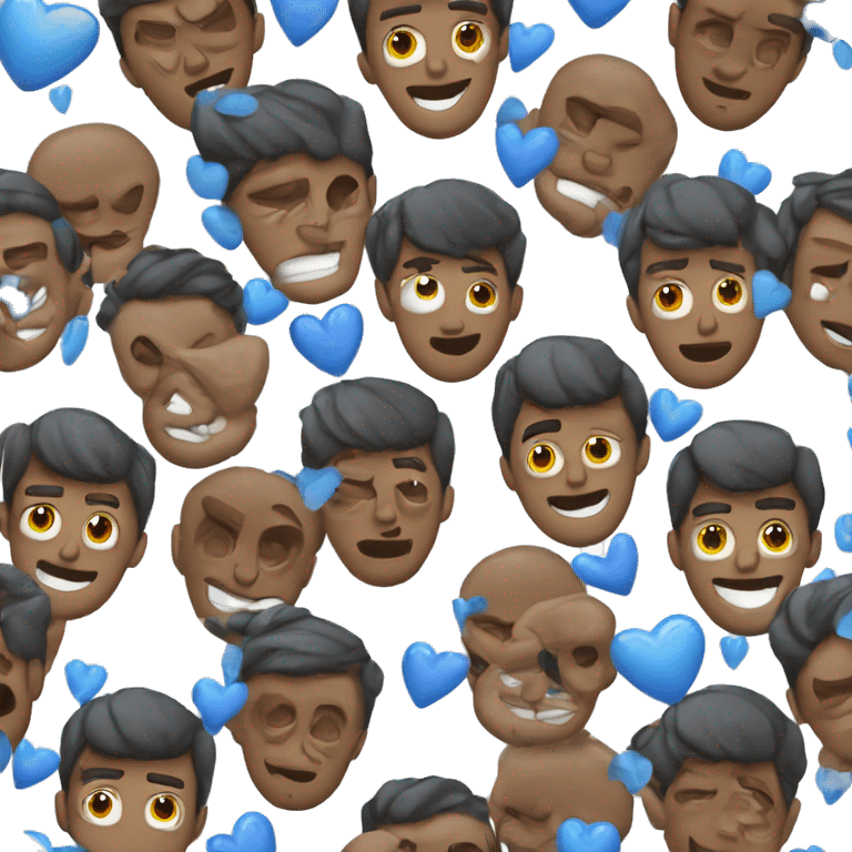 Hombre con corazones azules en los ojos  emoji