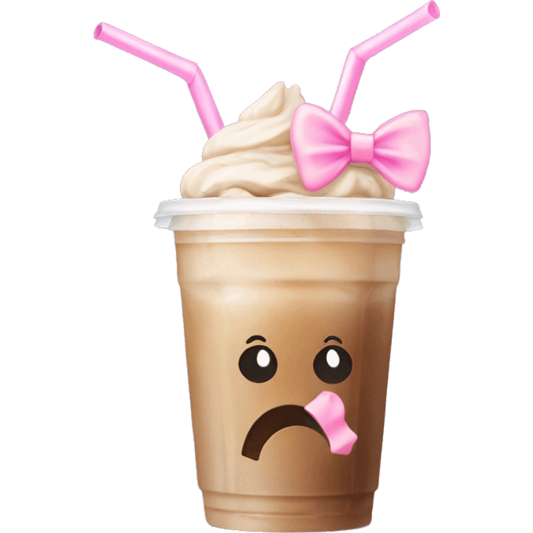 iced coffee with baby pink bow on straw emoji