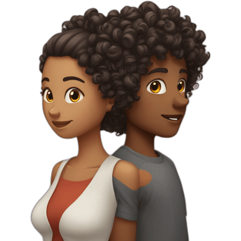 Curly girl and curly boy emoji