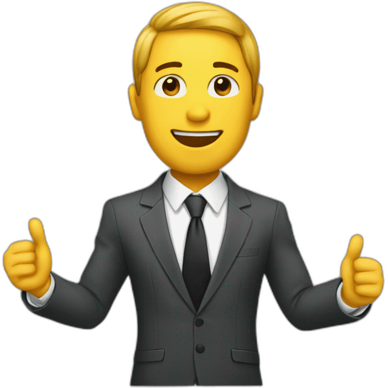 Suit men  with raised hand emoji