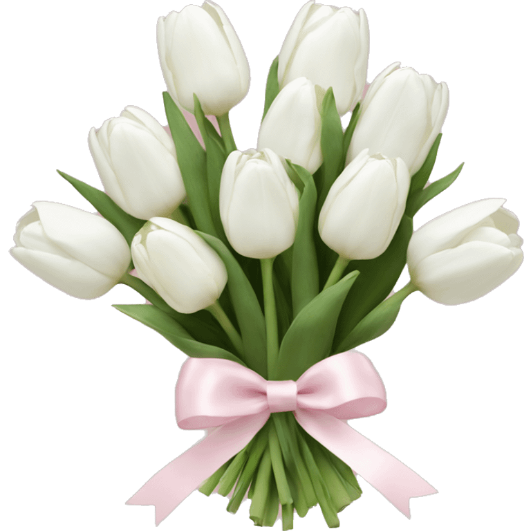 White tulips bouquet with light pink bow  emoji