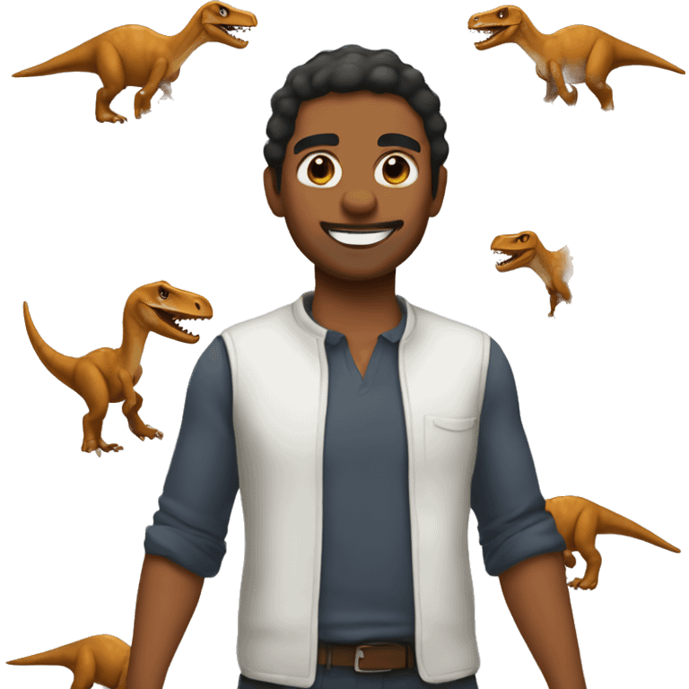 brown man with a dinosaur  emoji