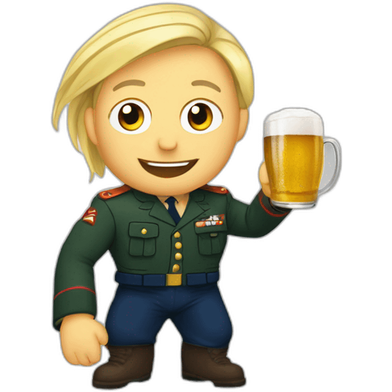 Marine lepen avec une bière emoji