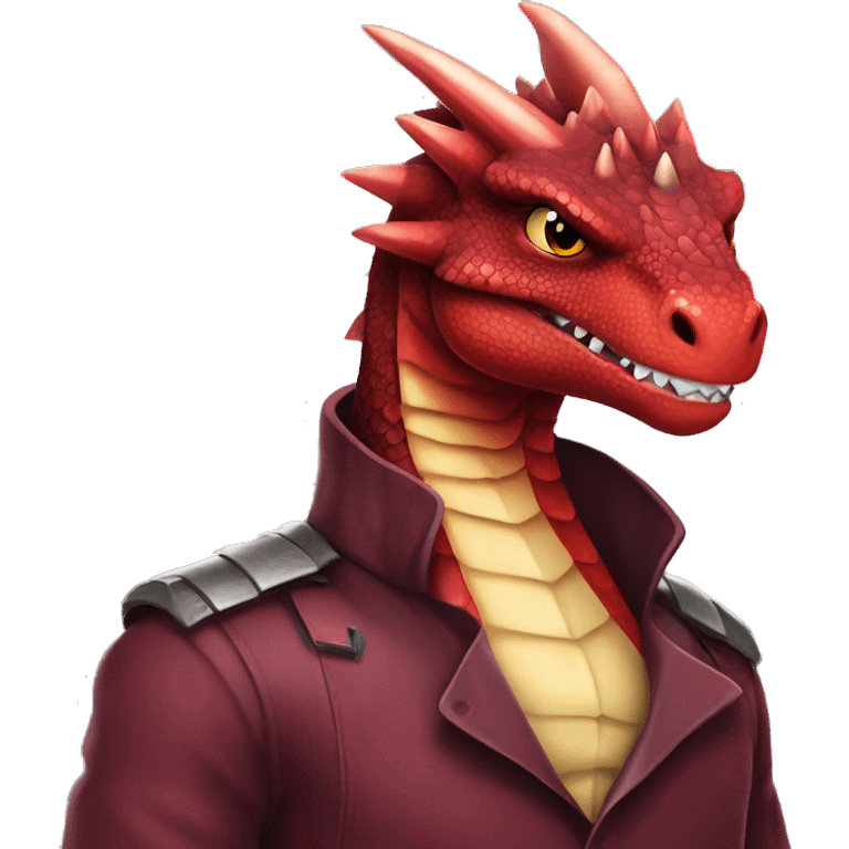 Cool edgy badass Maroon dragon-raptor-Charmeleon with darker mane emoji