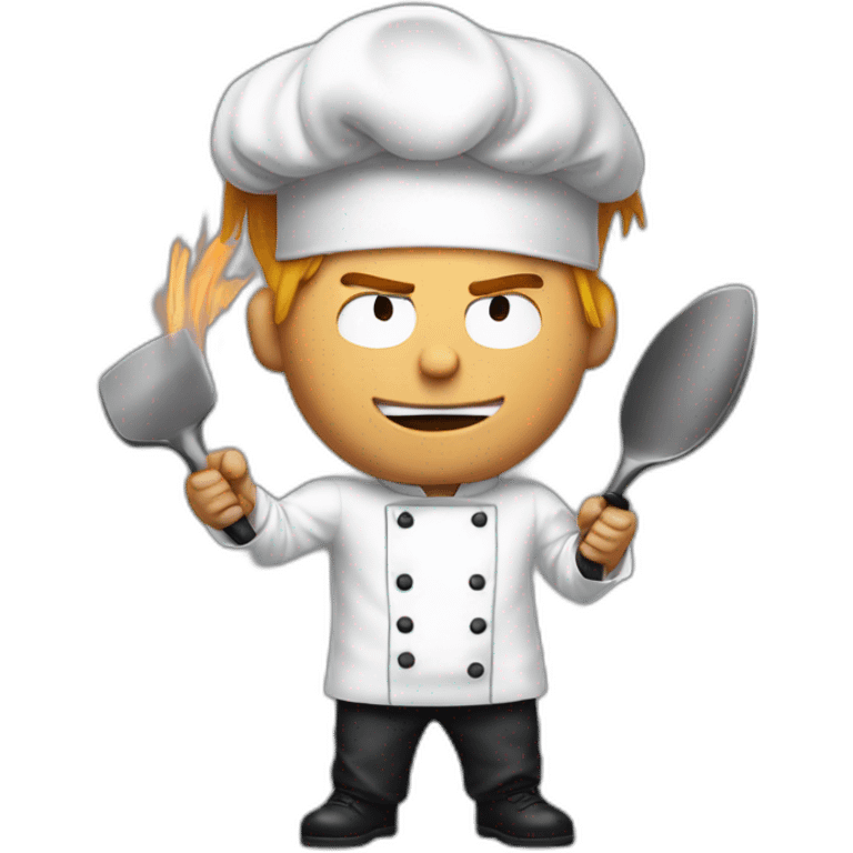 Chef from the south park cartoon boxing with chucky emoji