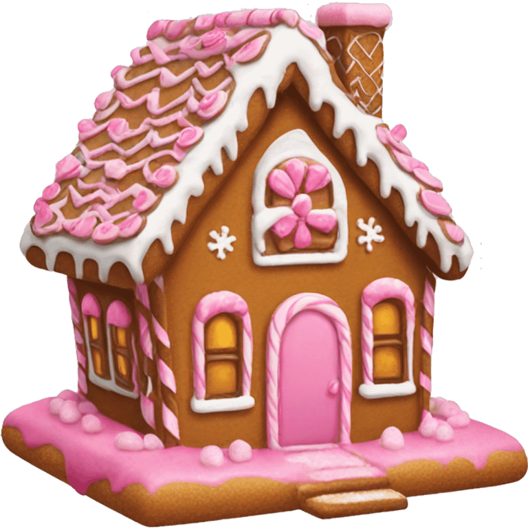 gingerbread house with pink details emoji