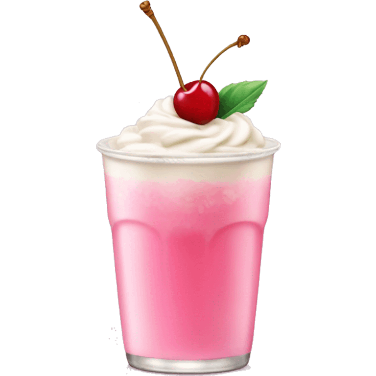 soft Pink soda drink with cream and cherry on top emoji