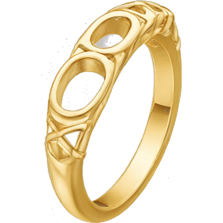 Oval trilogy gold ring emoji