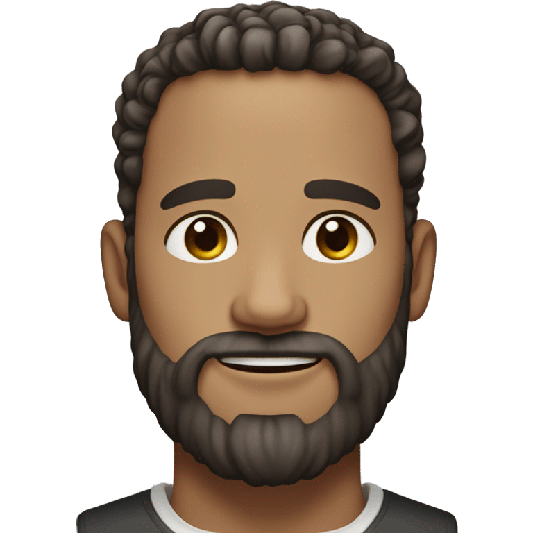 Man with curl hair low taper style and astatic beard, brown eyes, white skin color emoji