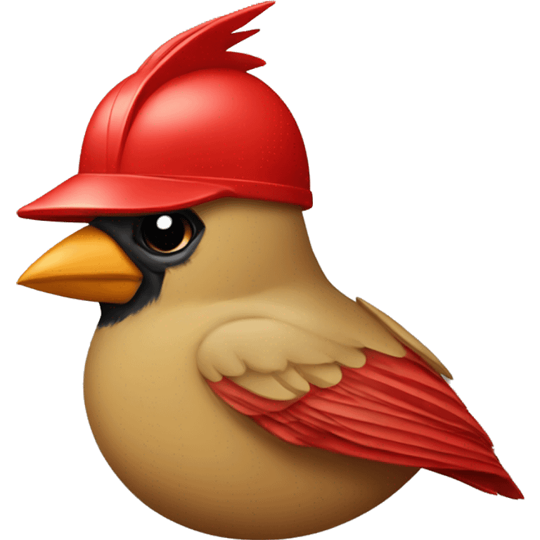 Cardinal bird wearing army helmet emoji