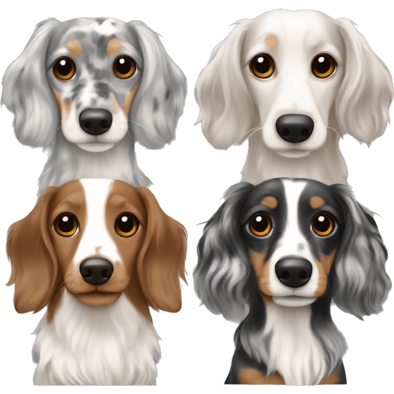 Tri Merle long haired Dachshunds together emoji