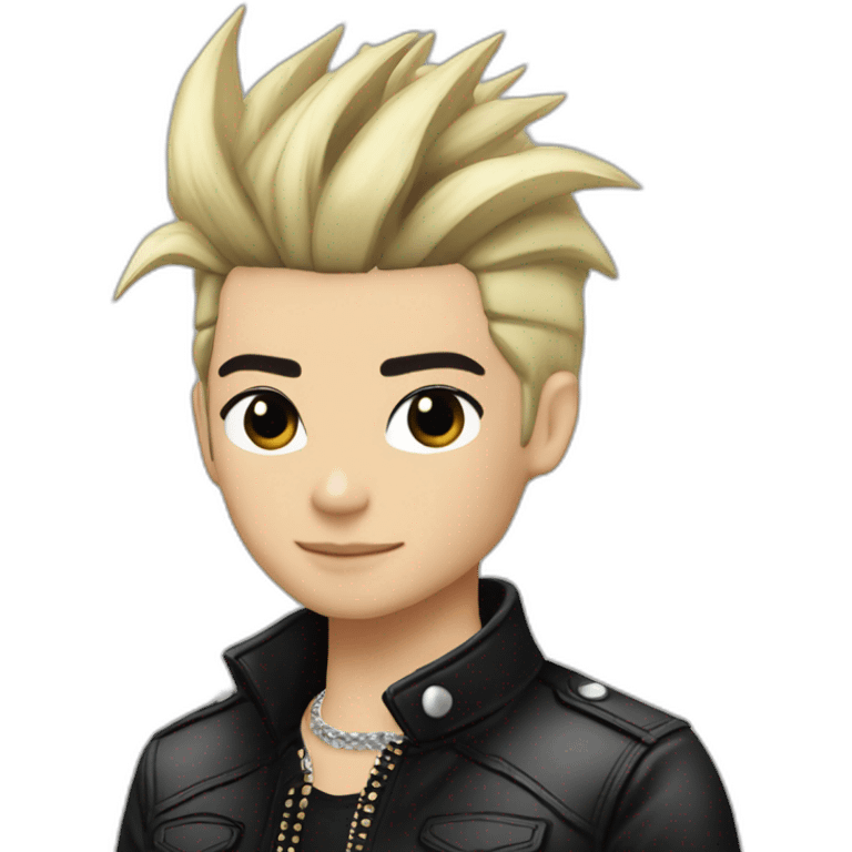 Bill Kaulitz black hair down with blonde highlights emo emoji