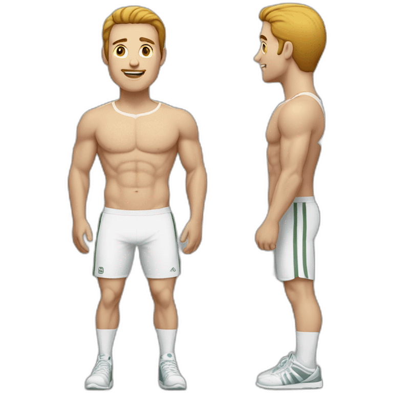 A full-length athletic white man emoji