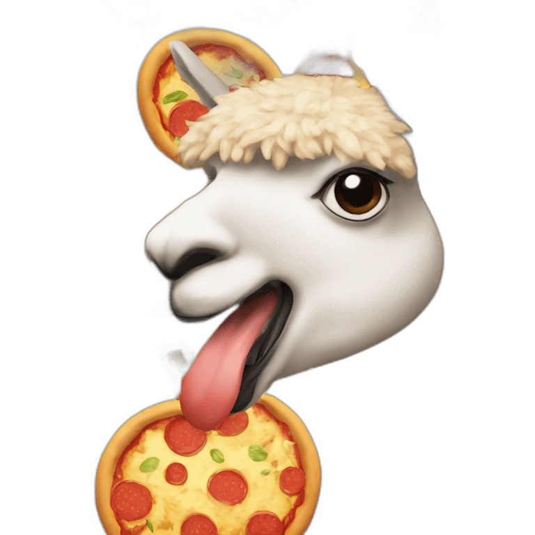 An alpaca eating pizza emoji