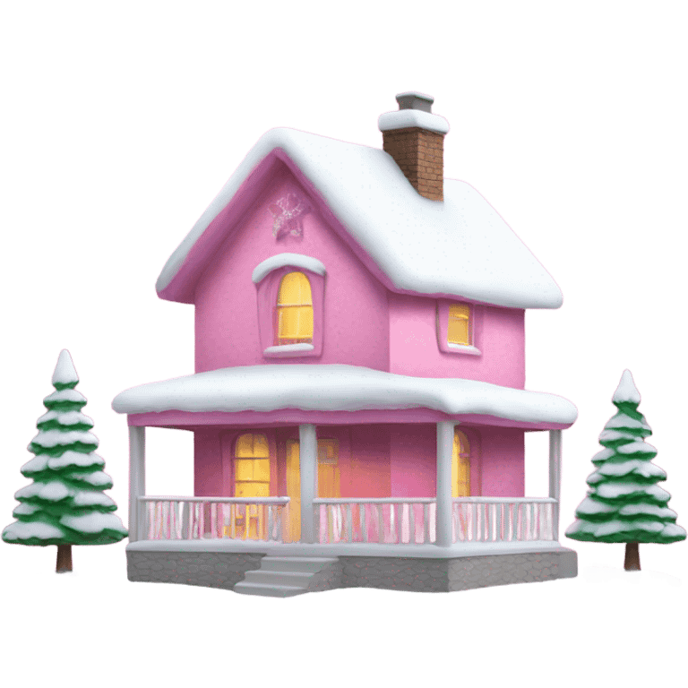 pink christmas house emoji