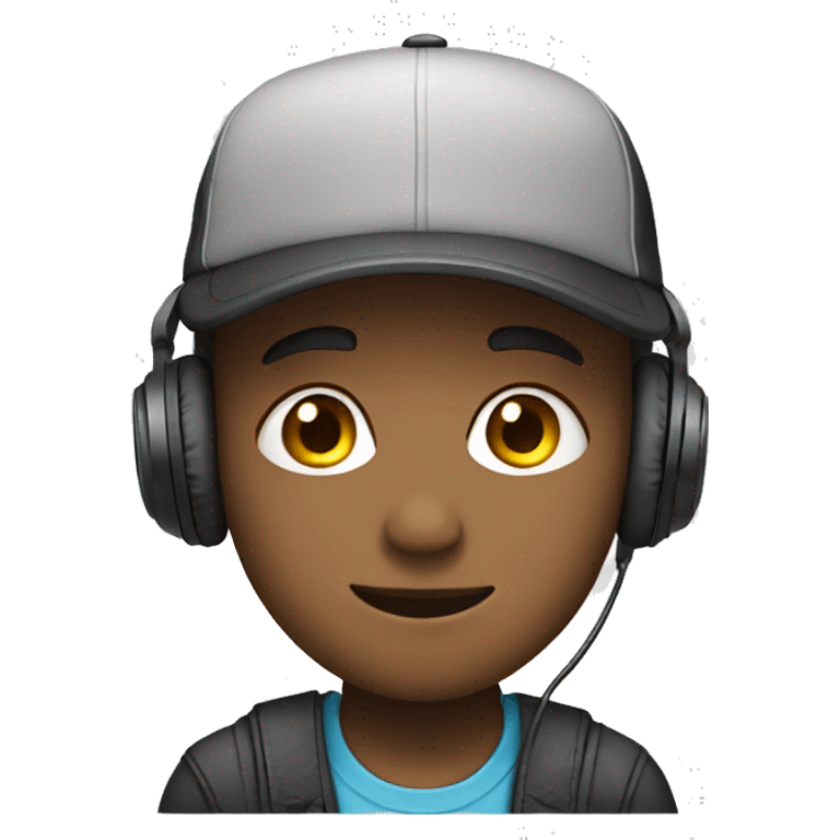 A boy wearing cap and headphones  emoji