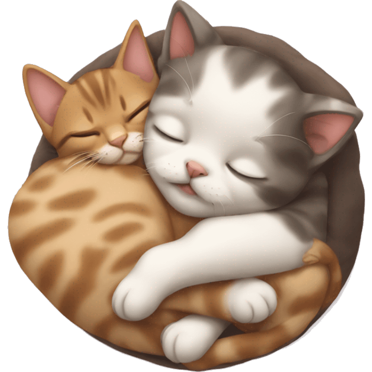 Kitten sleeping with puppy emoji