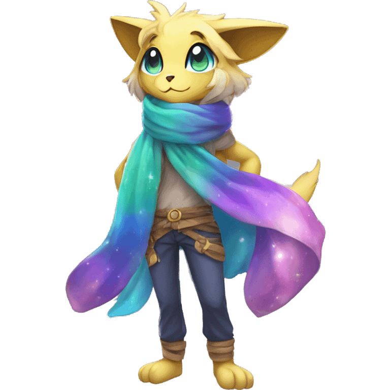 Shiny Colorful Anthro Sona Fakemon Nebula with a scarf Full Body emoji