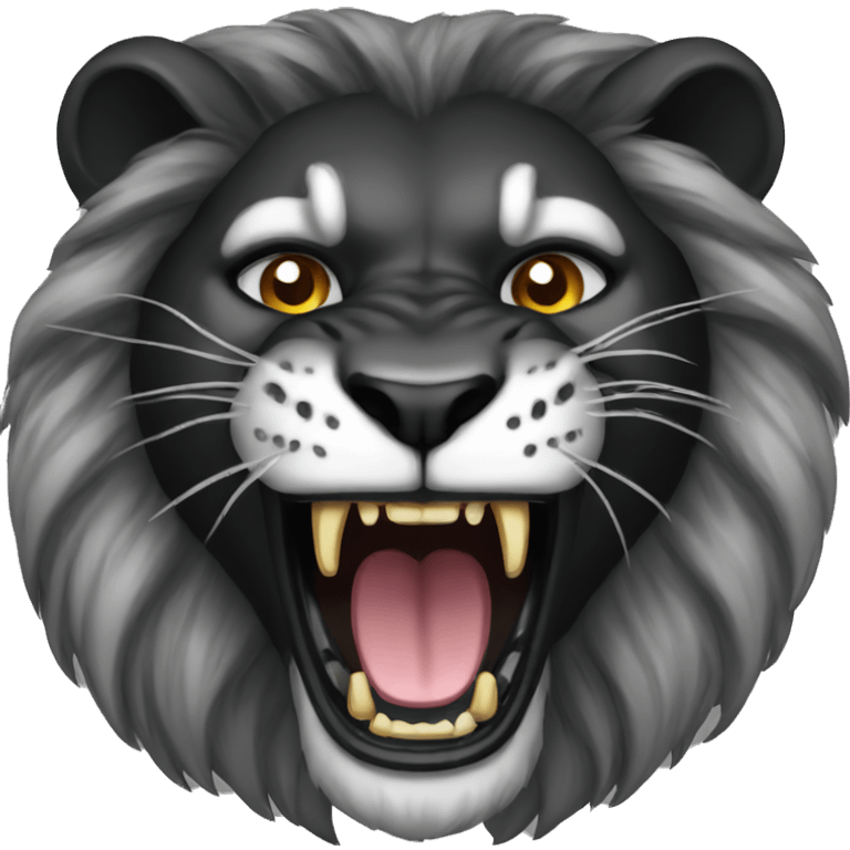 Roaring black lion emoji