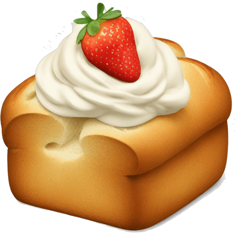 Bread with cream and strawberry on top emoji