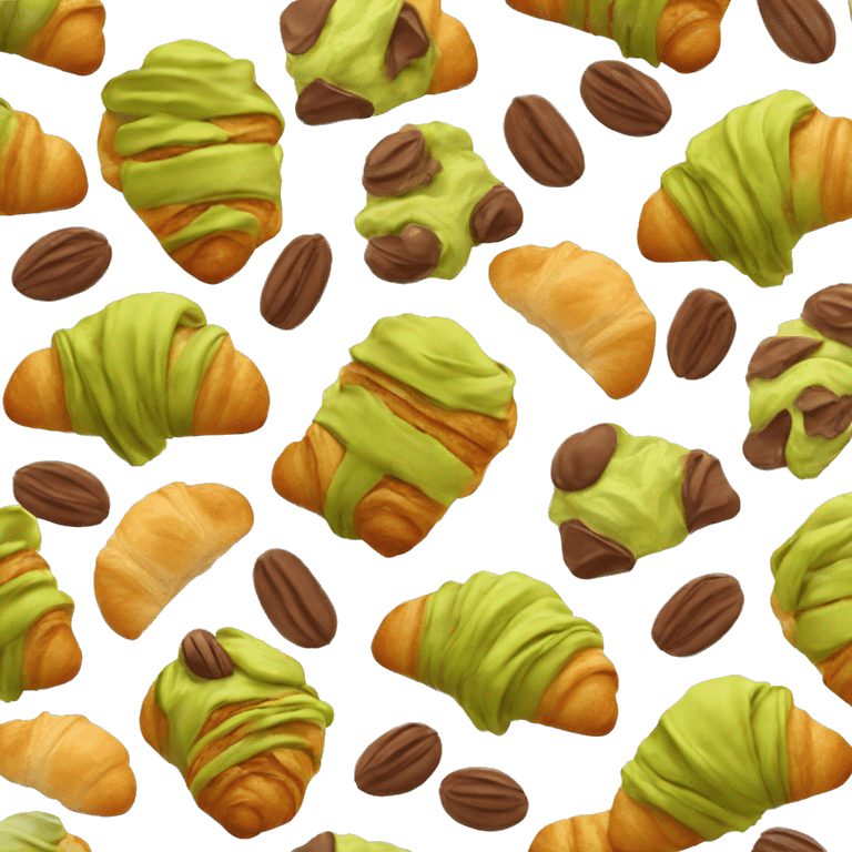 pistachio croissant with chocolate emoji