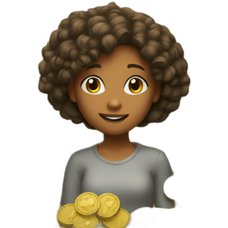 girl in the bunch of coins emoji