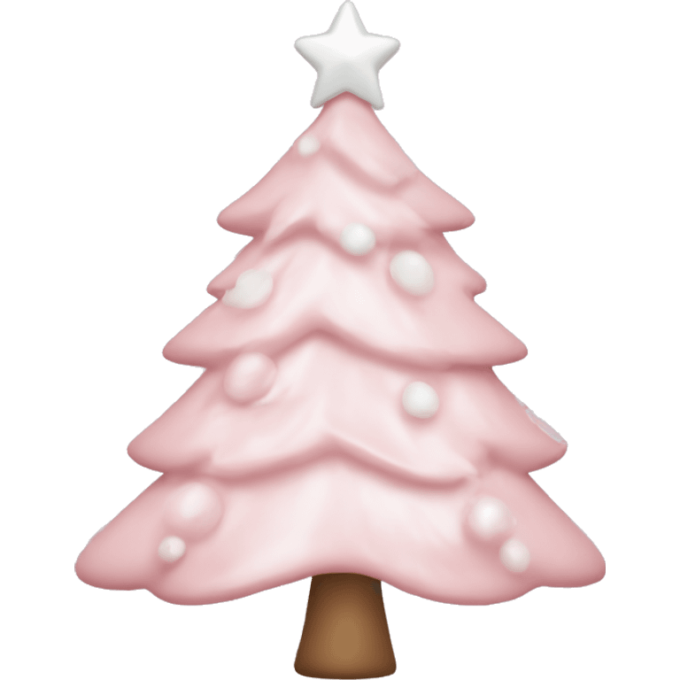 Pastel Pink Christmas tree with white ornaments, and white ribbon emoji