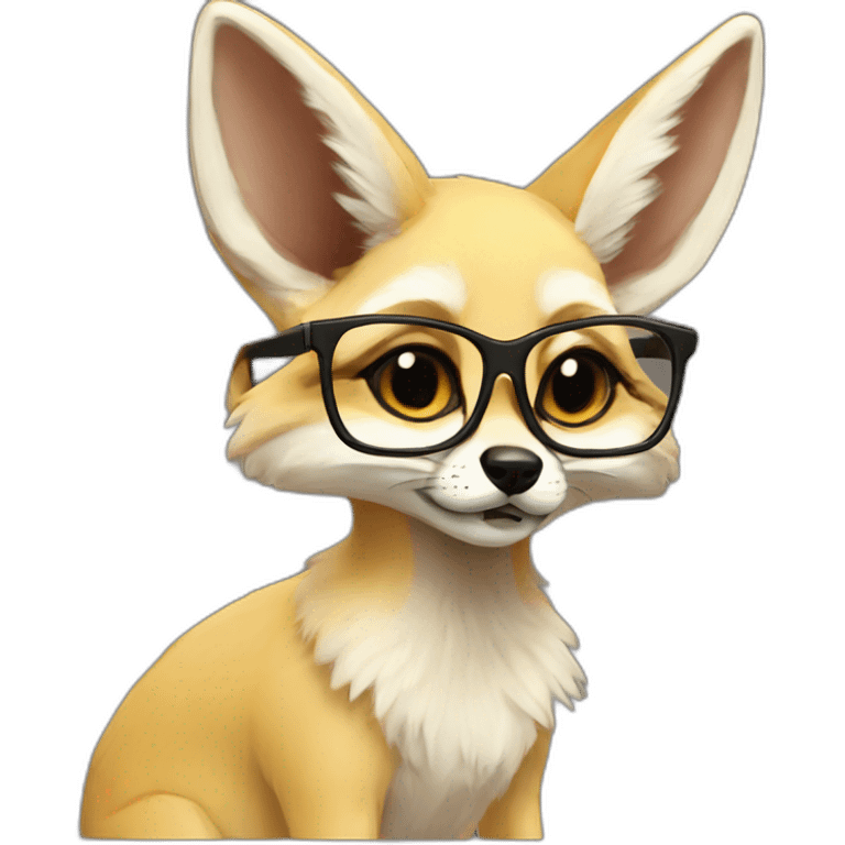 Anthro fennec with glasses, pleading face emoji emoji