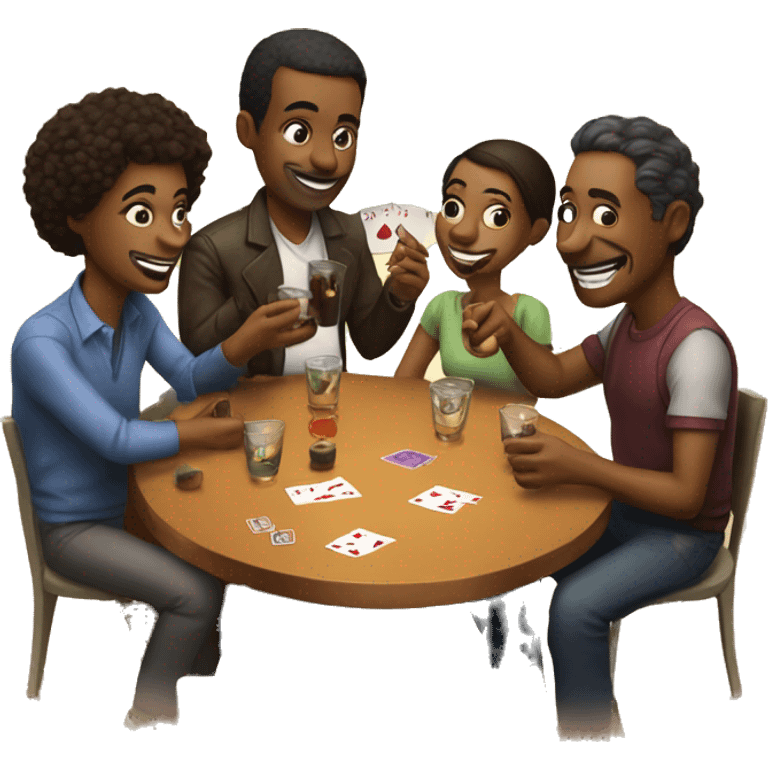 A group of people Drinks a shot and play a Card Game emoji