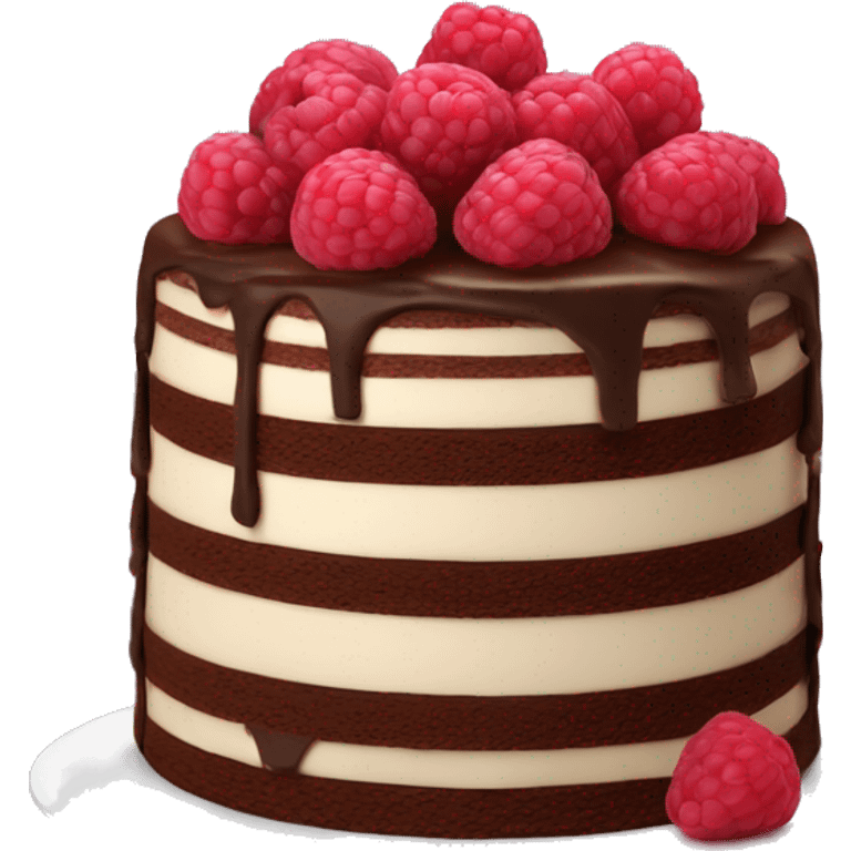 Realistic raspberry chocolate layered cake emoji