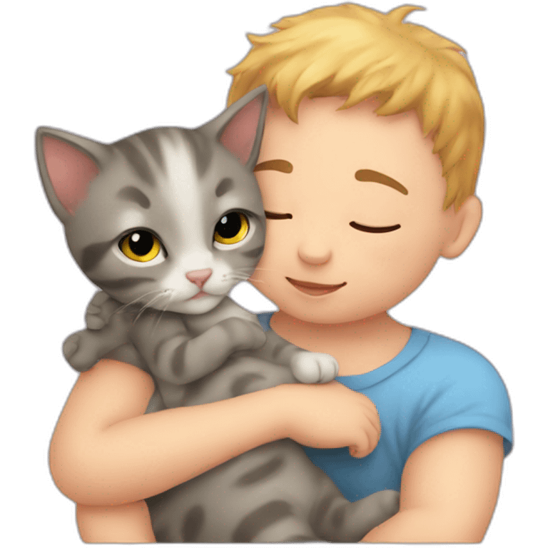 kitten cuddling baby human emoji