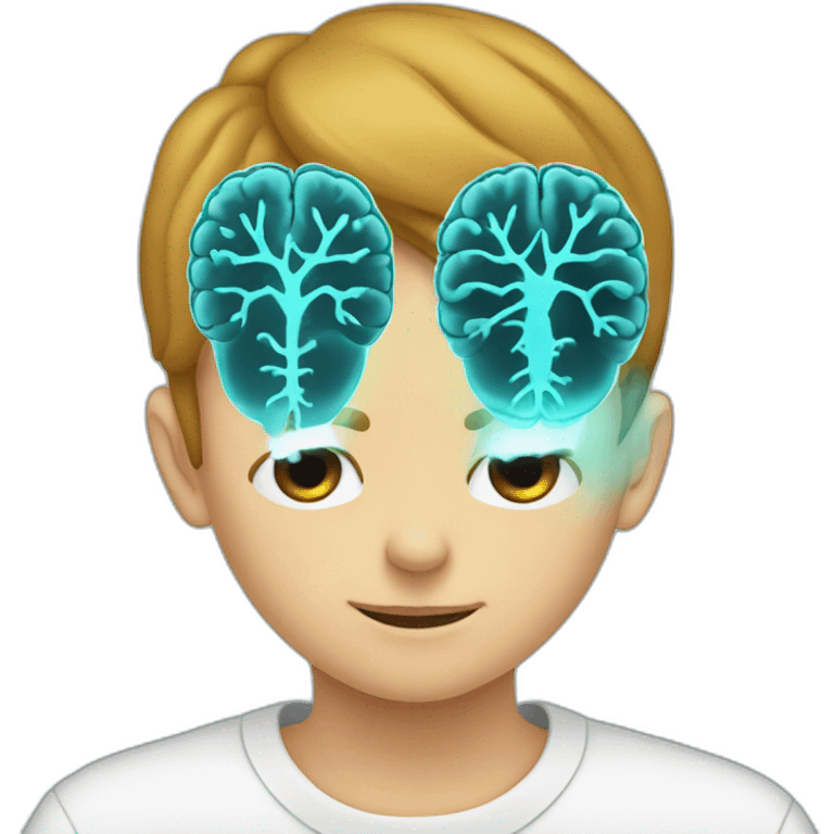 x ray of boy and his brain emoji