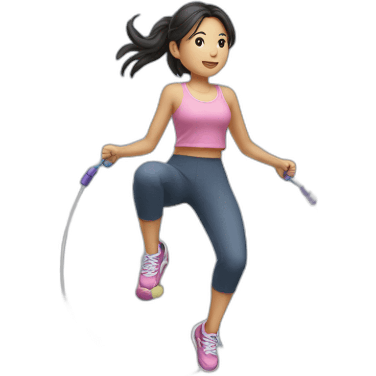 Asian girl jump roping emoji