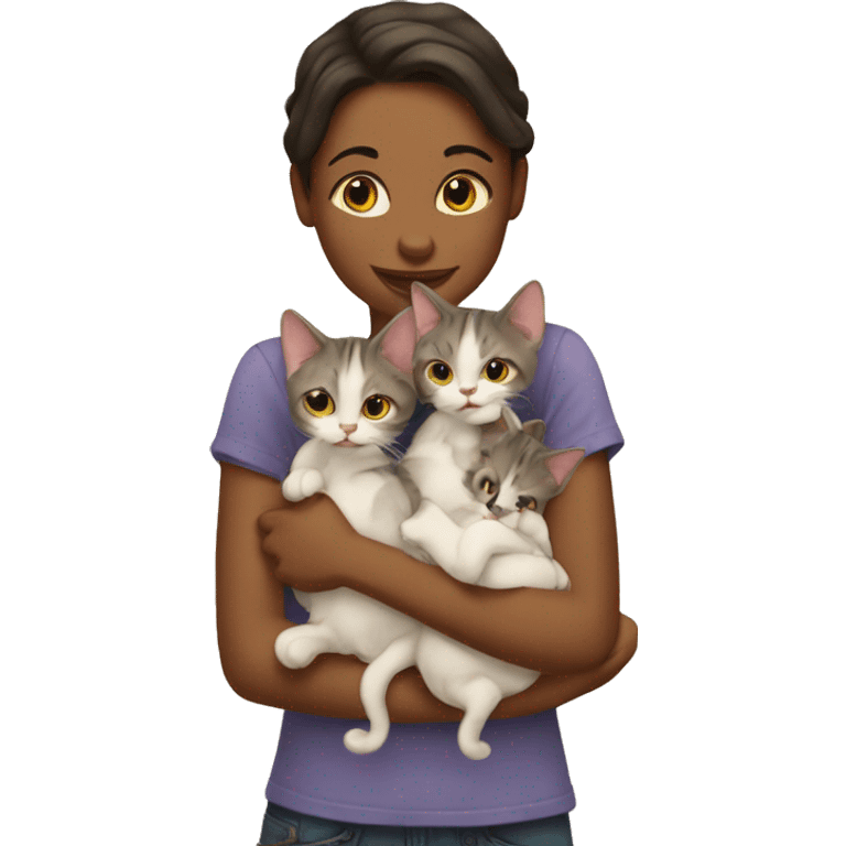 two girl cats holding babies emoji