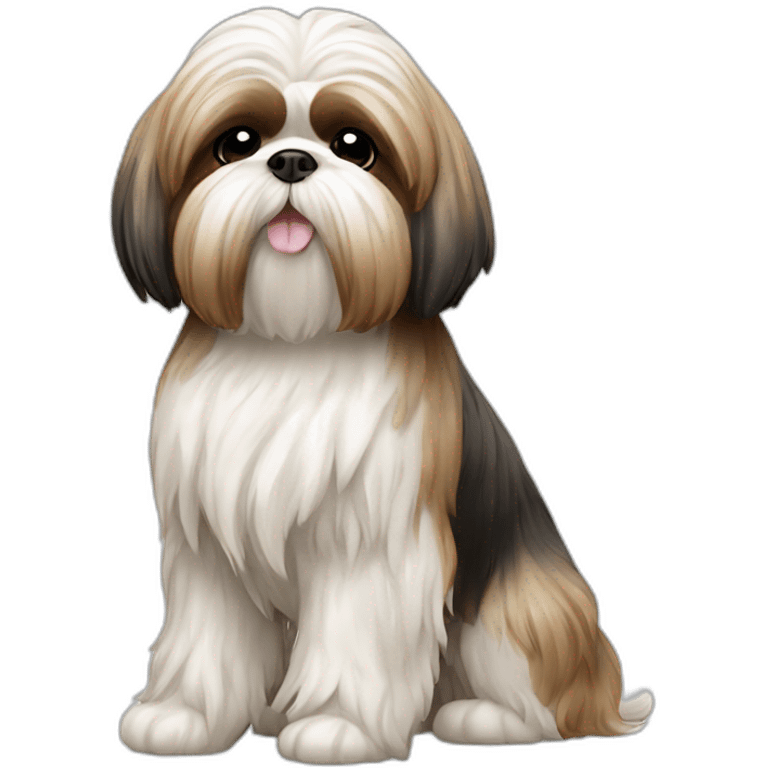 Dog Shih Tzu with long wool full-height stand up emoji