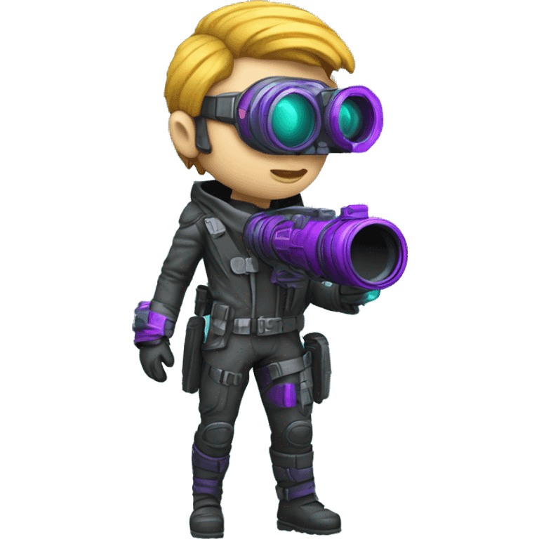 Secret human agent with  cyberpunk elements with a spyglass looking reviewing multicolor lines of code, cyan and purple colors emoji