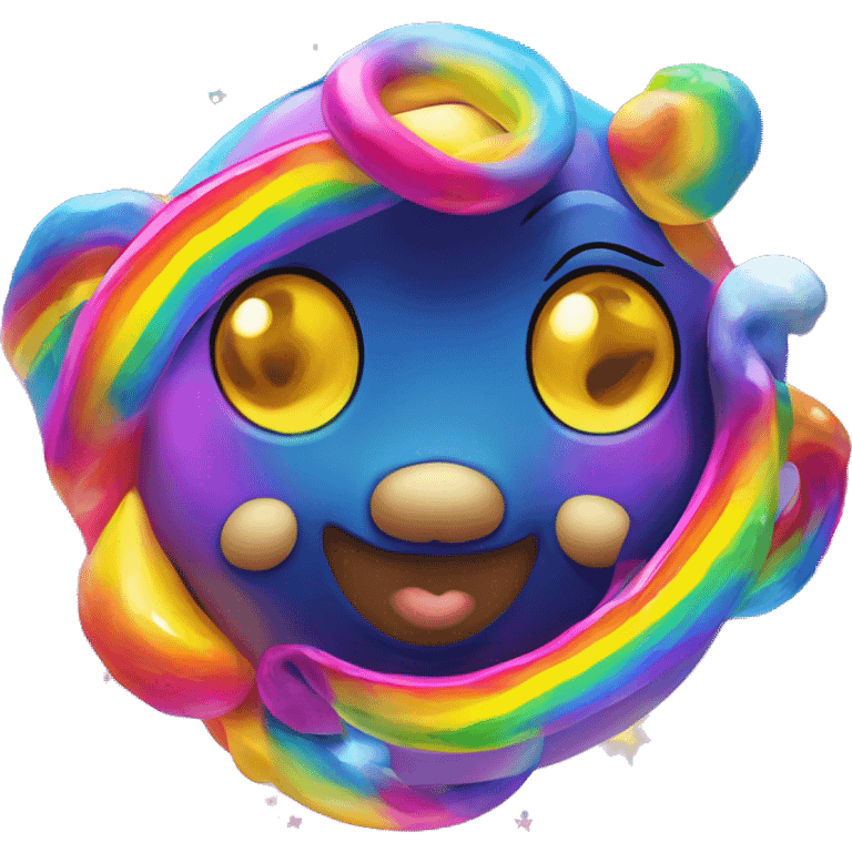 lisa frank planet with rainbow rings emoji