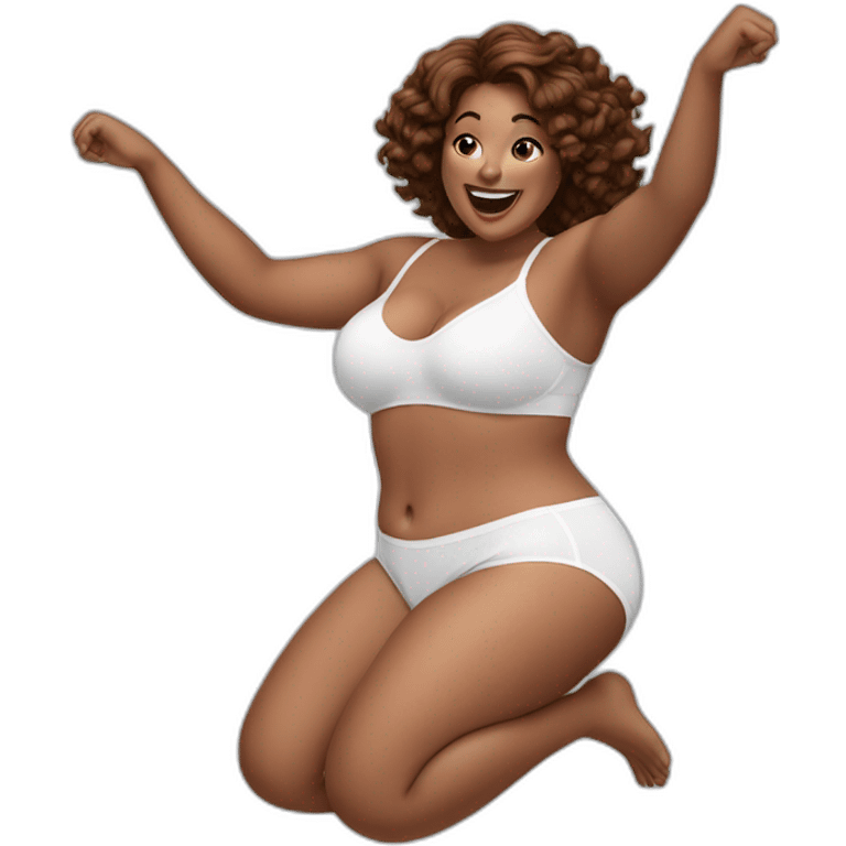 curvy beauty jumping white knickers emoji