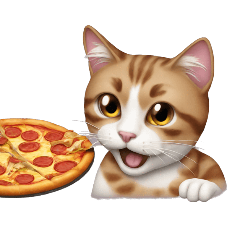 Cat eating pizza emoji