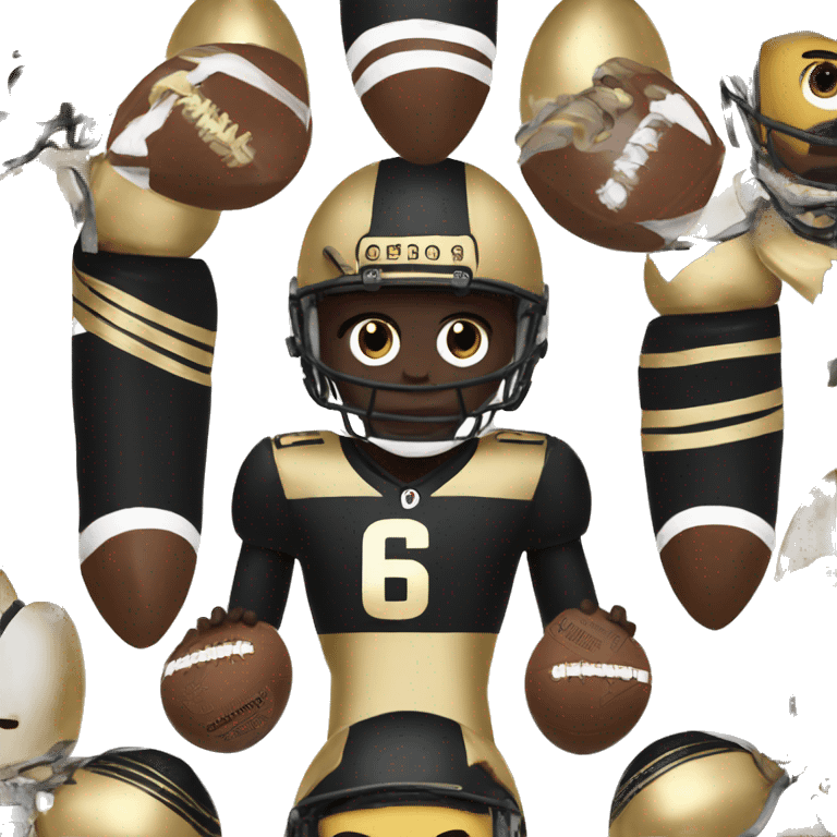 Football player nutcracker black and gold #6 jersey emoji