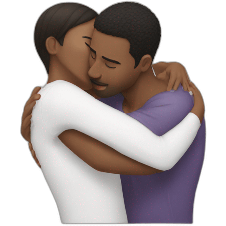 Woman kiss neck man and hug him from behind emoji