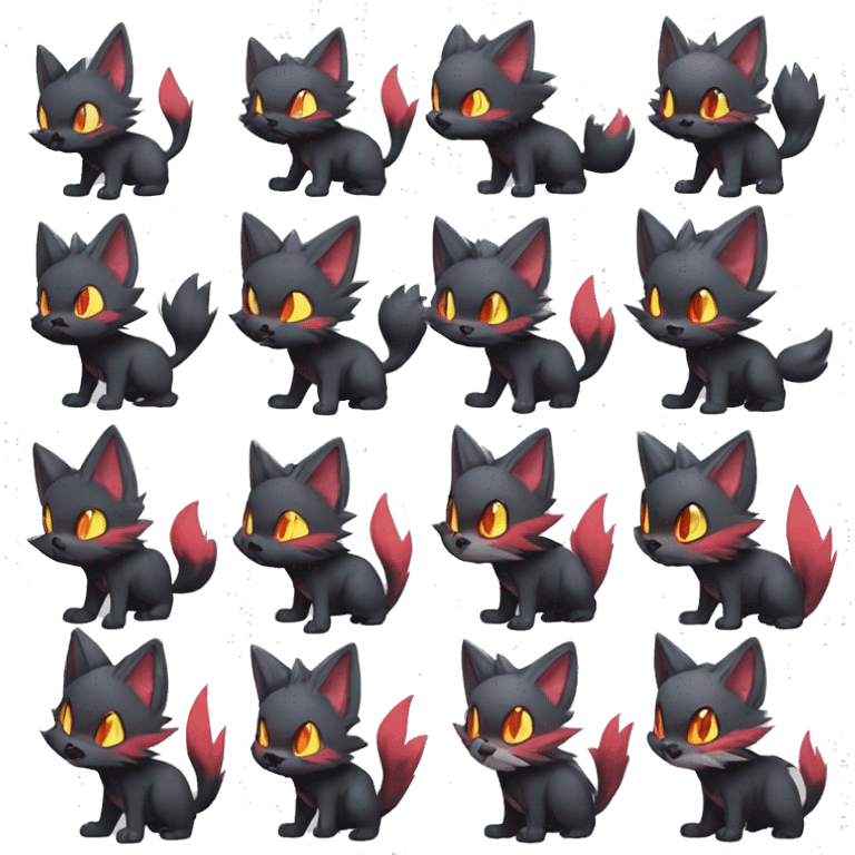  Kawaii Edgy Cool Beautiful Poochyena-Torracat-Litten-Zorua-Zoroark full body emoji