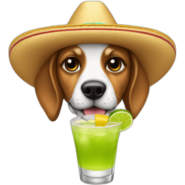 dog in sombrero holding margarita emoji