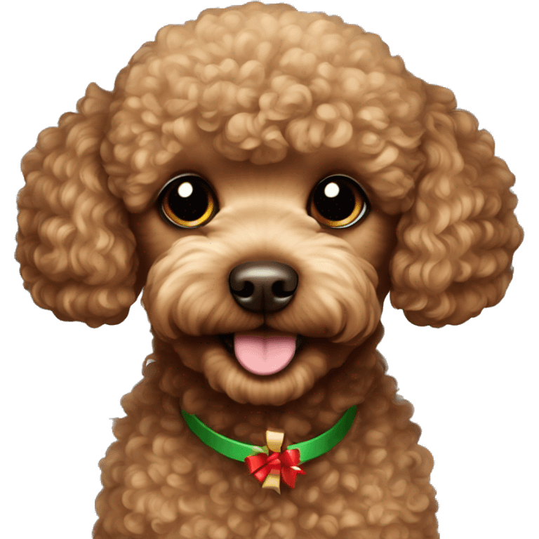 Brown toy poodle Christmas  emoji