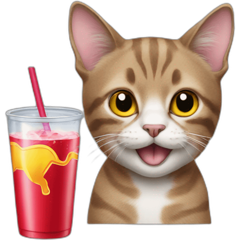 cat with a red bull drink emoji