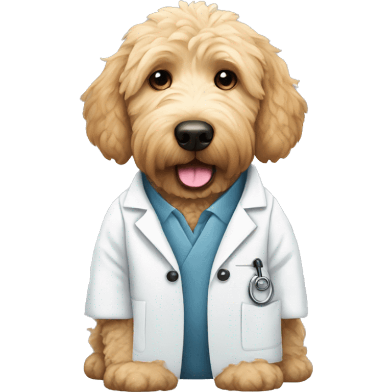 Golden doodle wearing lab coat  emoji