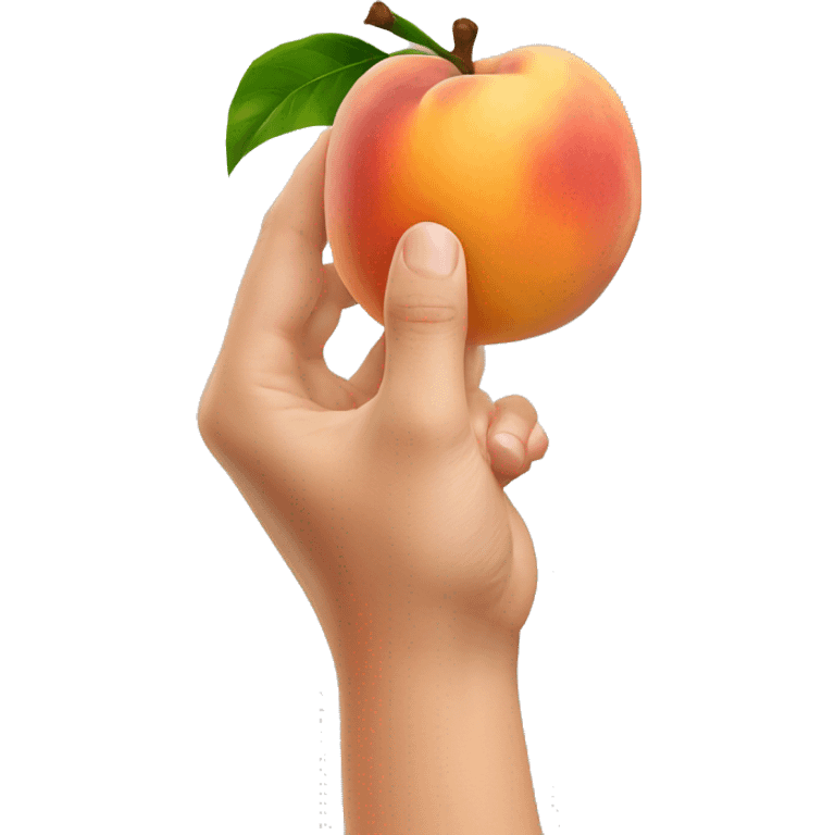 a hand that is holding a peach emoji