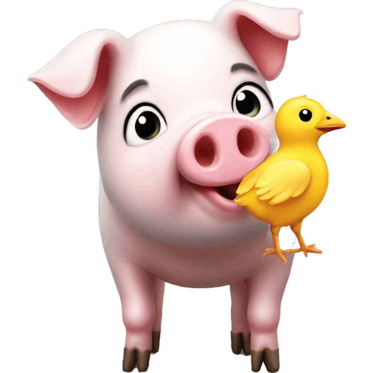 A pig with a chick emoji