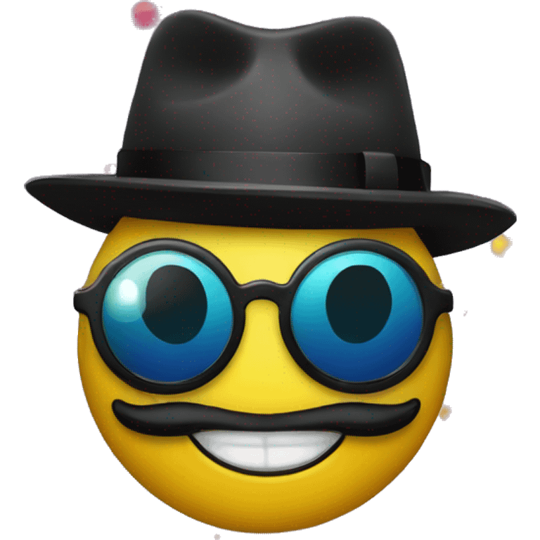 Bouncer with Black Glasses Black Moons with Happy Birthday Hat Colorful Party Lights emoji