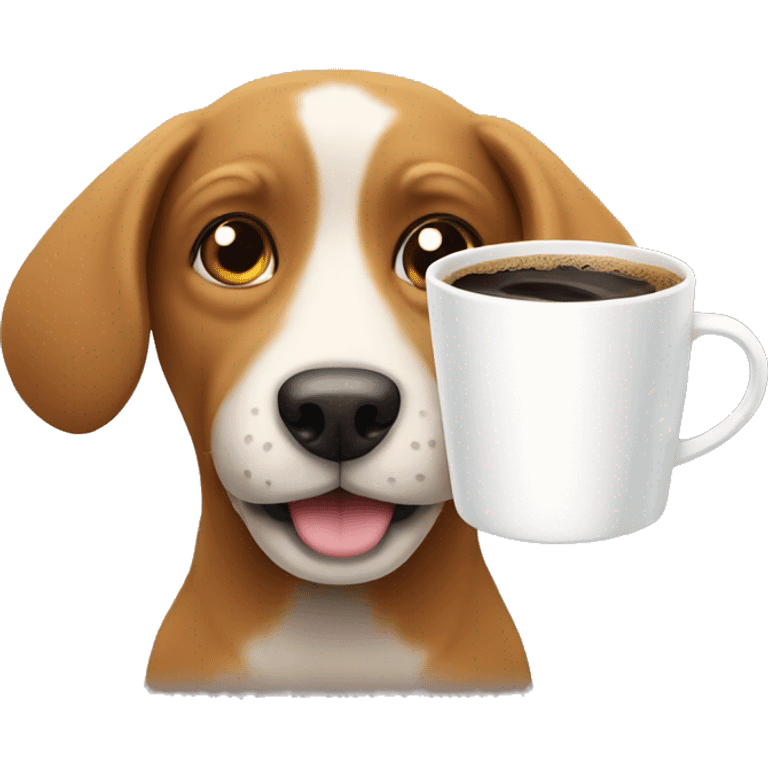 Dog drinking coffe emoji